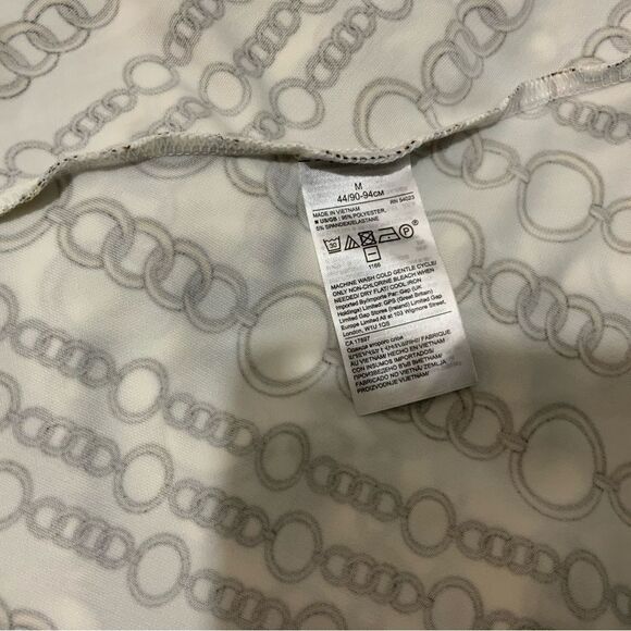 NEW Banana Republic White/Gold Jersey Wrap Dress, Chain Link Print,Medium, $99 - Picture 11 of 12